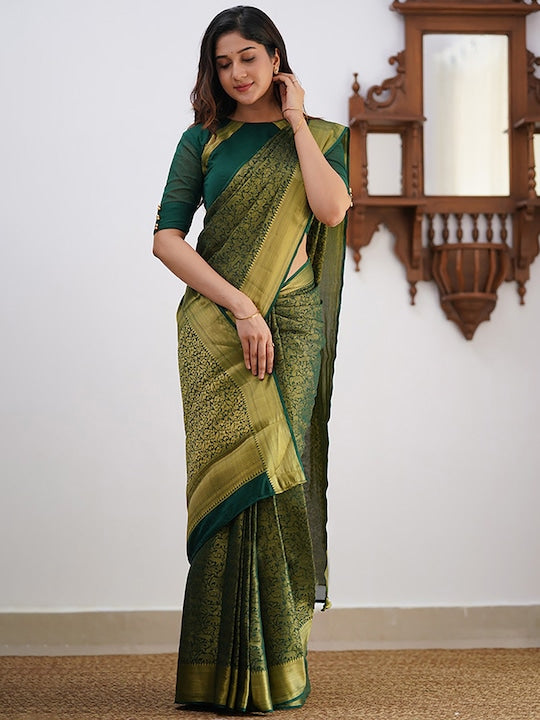 Anjaneya Sarees Floral Woven Design Zari Banarasi Saree