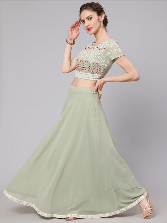 AKS Couture Embroidered Ready to Wear Lehenga & Blouse With Dupatta