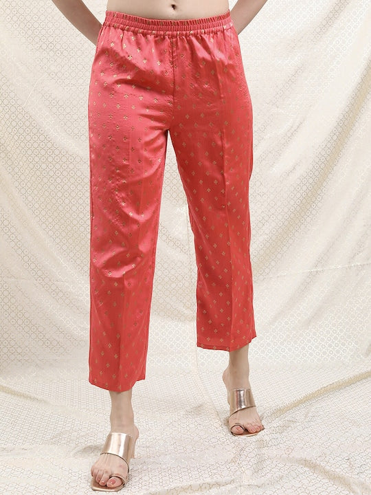 Vishudh Women Poly Brocade Ethnic Motifs Kurta with Trousers & Dupatta