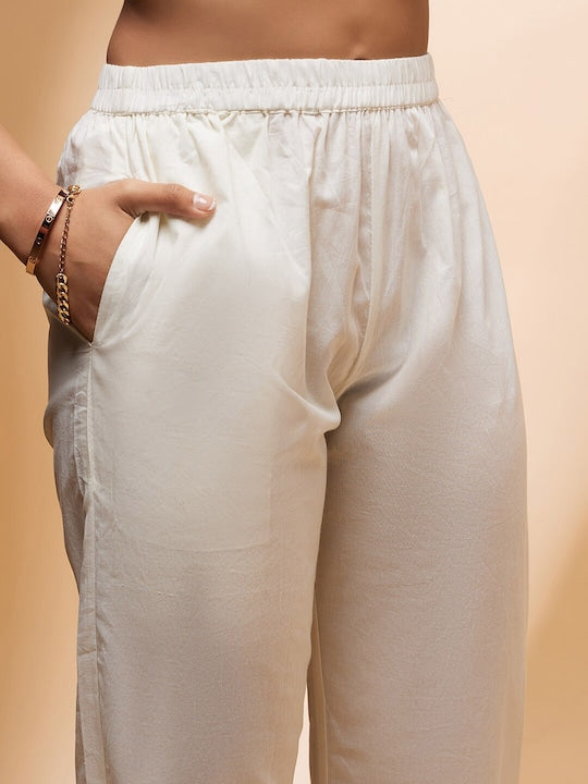 All about you Floral Printed V-Neck Kurta with Trousers & With Dupatta