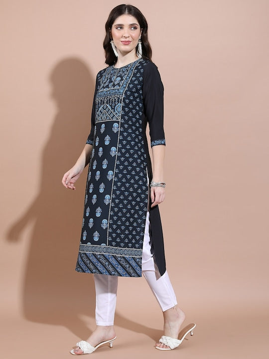 Vishudh Ethnic Motifs Printed Thread Work Kurta
