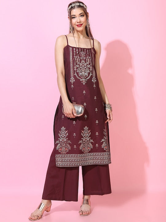 Vishudh Women Floral Printed Kurta with Palazzo & dupatta