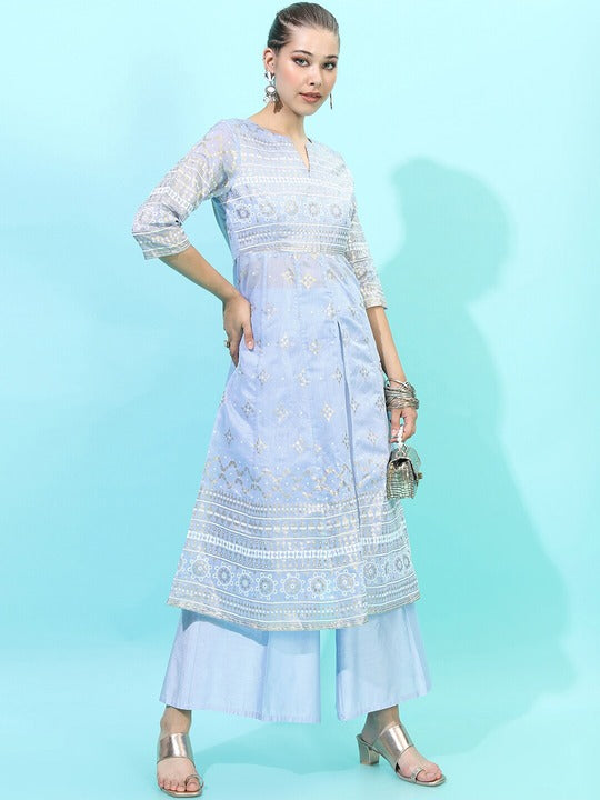 Vishudh Women Floral Cotton Blend Kurta Set