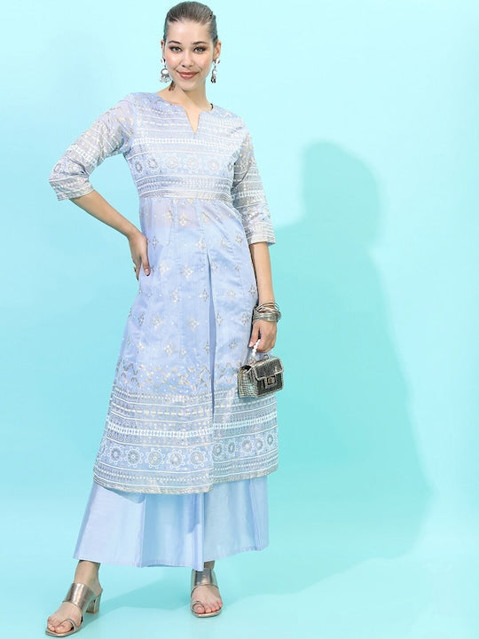 Vishudh Women Floral Cotton Blend Kurta Set