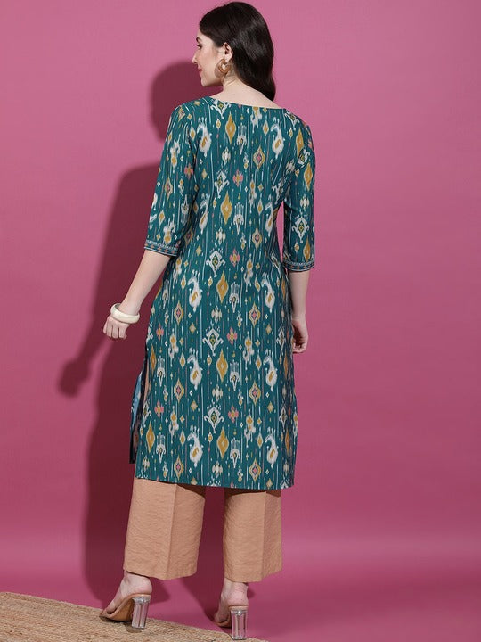 Vishudh Round Neck Printed Kurta