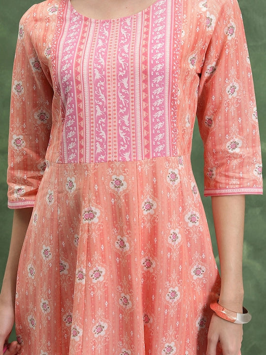Vishudh Floral Printed Regular Pure Cotton Kurta with Palazzos