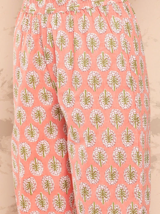 Yufta Ethnic Motifs Printed Regular Pure Cotton Kurta With Palazzos & Dupatta