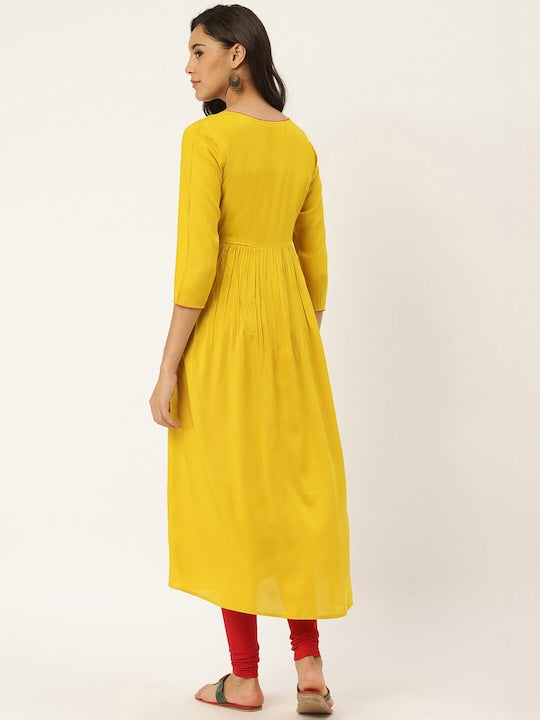 All about you Geometric Yoke Design Thread Work Cotton Anarkali Kurta