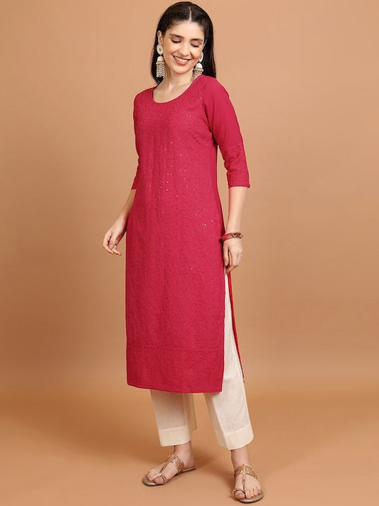 Vishudh Floral Embroidered Sequinned Straight Kurta