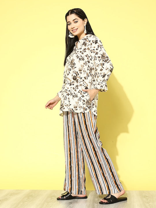 All about you Shirt Collar Floral Printed Co-Ords