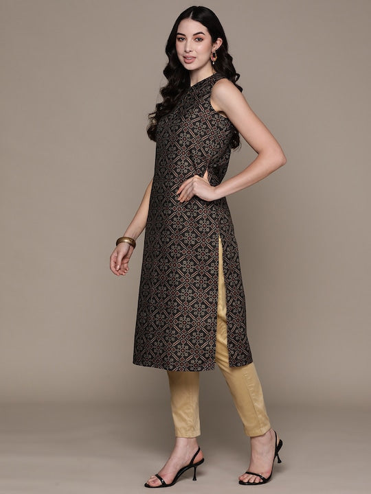 Anubhutee Ethnic Motifs Printed Mandarin Collar Kurta