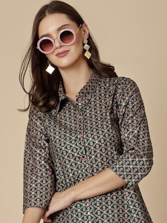 All about you Ethnic Motifs Printed A-Line Kurti with Palazzos