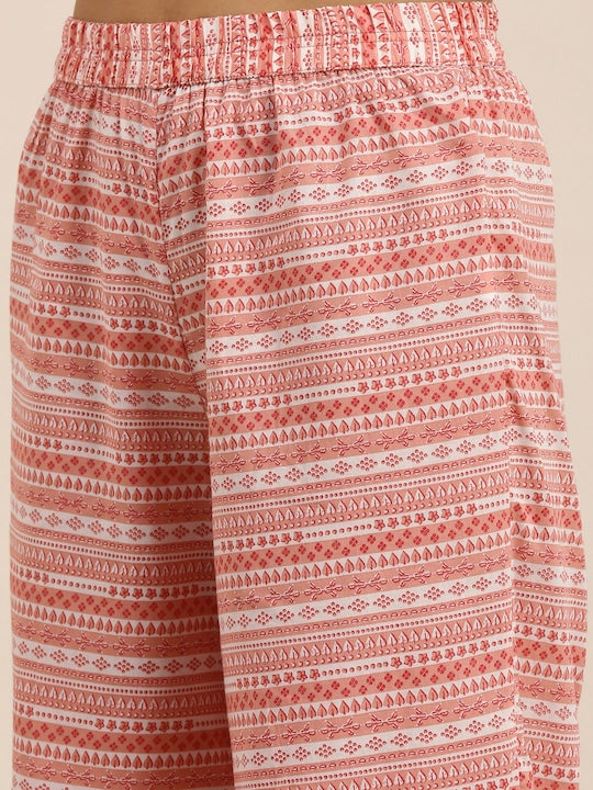 Vishudh Women Pink Printed Kurta with Palazzo