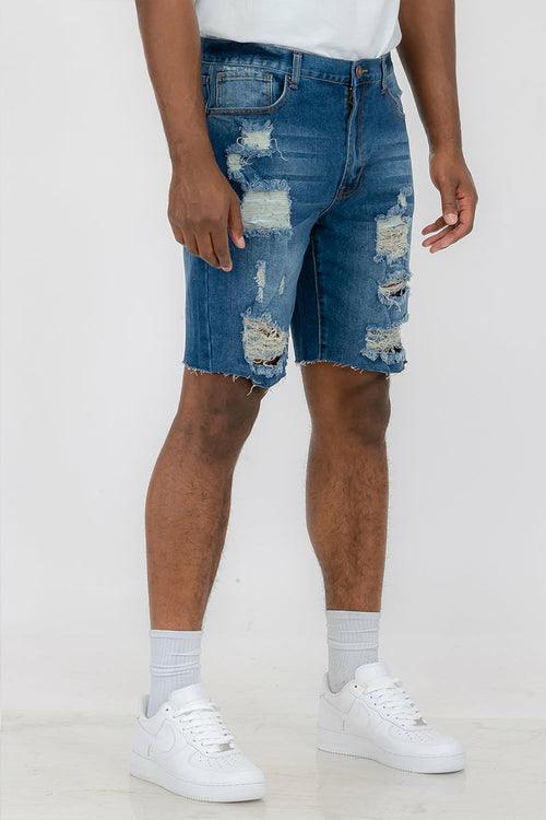 Washed Distressed Denim Shorts - Zoter Shop