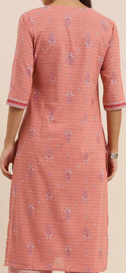 Vishudh Women Pink Printed Kurta with Palazzo