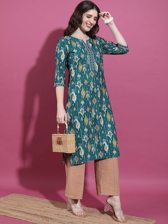 Vishudh Round Neck Printed Kurta