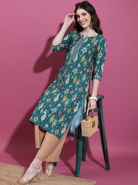 Vishudh Round Neck Printed Kurta