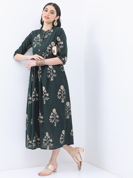 Vishudh Green Floral Maxi Dress