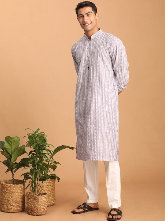 Vastramay Ethnic Motifs Printed Batik Straight Pure Cotton Kurta with Pyjamas
