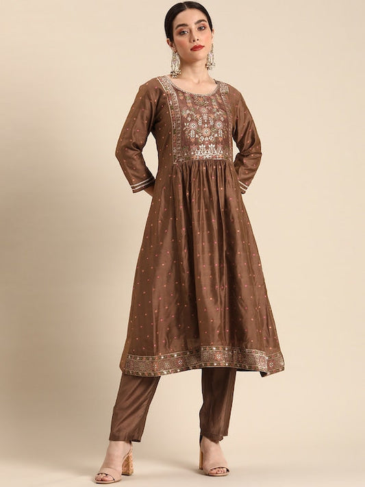 All about you Pleated Chanderi Silk Kurta with Trousers