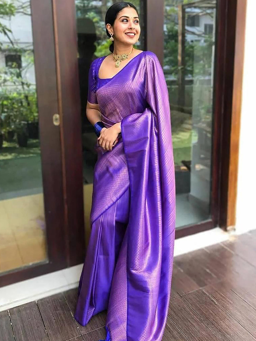 Anjaneya Sarees Woven Design Zari Banarasi Saree