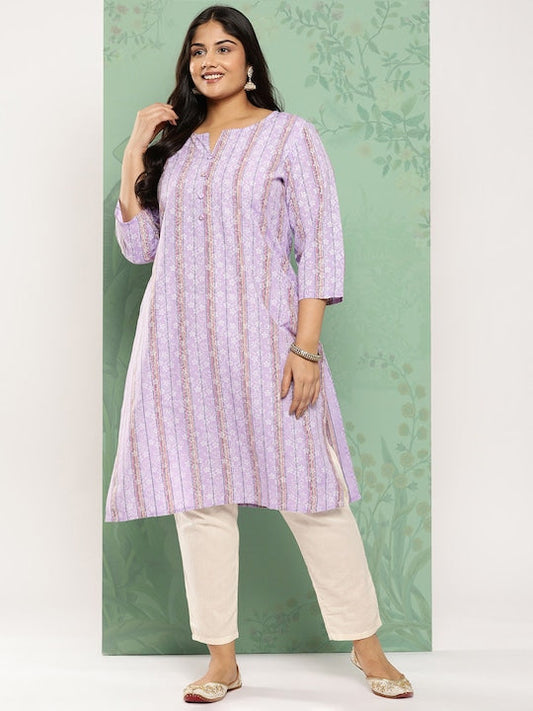 Yufta Women Plus Size Floral Printed Straight Kurta