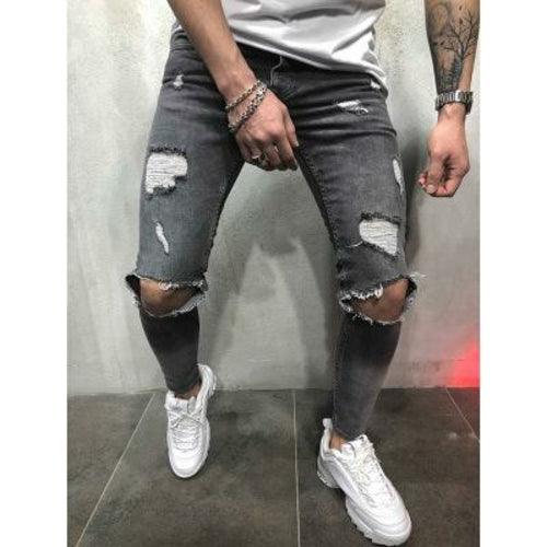 2018 new fashion Men Jeans Stretch Destroyed Ripped Design Fashion Ank - zoter Shop